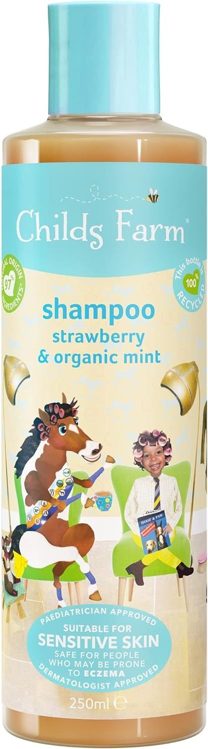 Childs Farm | Kids Shampoo 250ml | Strawberry & Organic Mint | All Hair Types | Detangles & Nourishes | Suitable for Dry, Sensitive & Eczema-prone Skin & Scalp