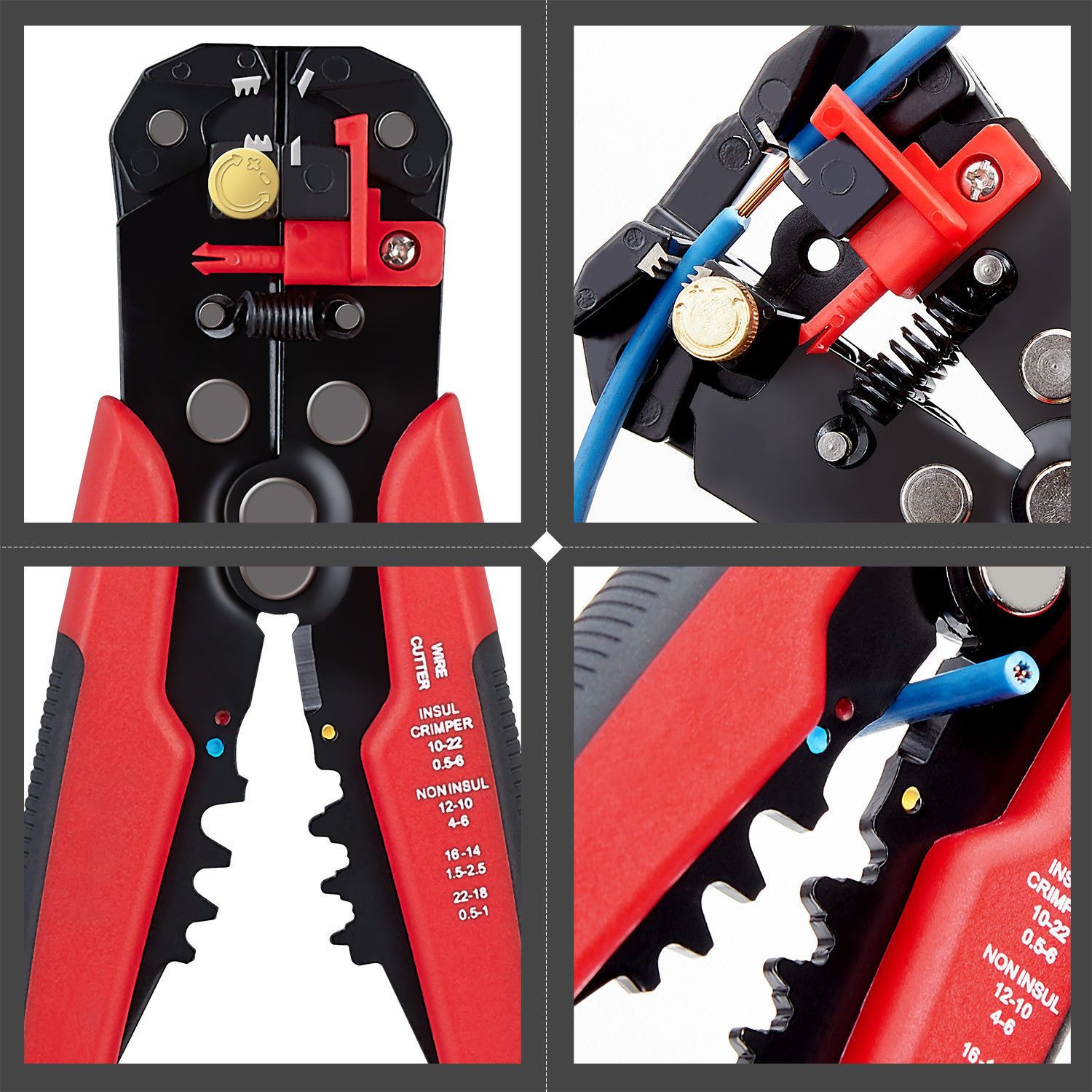 Crimper Stripping Cutter Pliers Crimper Cable Cutter Adjustable Wire Stripper Multifunctional Stripping Crimping Pliers Terminal Hand Tool