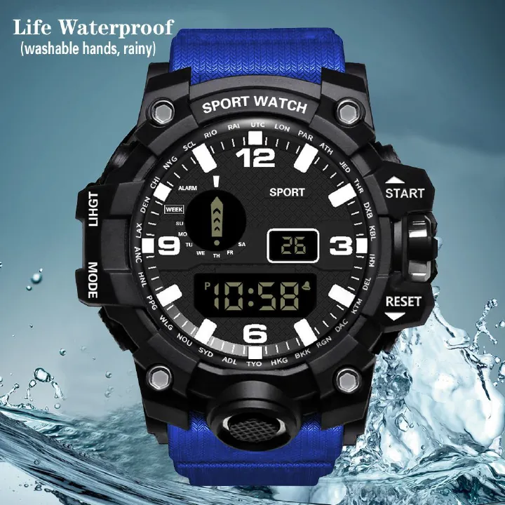 Men Sport Watch Fashion Sports Electronic Wristwatch  Countdown Stopwatch Watch Mens Wrist Watch Waterproof LED Electronic Digital Male Watch 12/24 Hour Multifunctional Watch Male's Bracelet