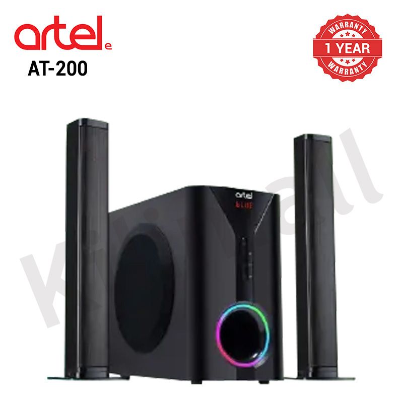 Artel Sound Bar 2.1CH Multimedia Bluetooth Woofer Speaker AT-200 Subwoofer with 12 Months Warranty BT/USB/SD/FM Home Audio System with Remote Control 20000W Black