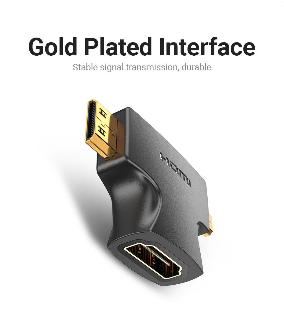 2 in 1 Mini HDMI and Micro HDMI Male to HDMI Female Adapter Black | Vention Mini HDMI to Normal HDMI Adapter