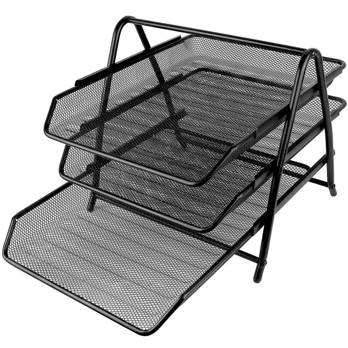 Office tray 3 tier Metal Mesh Black