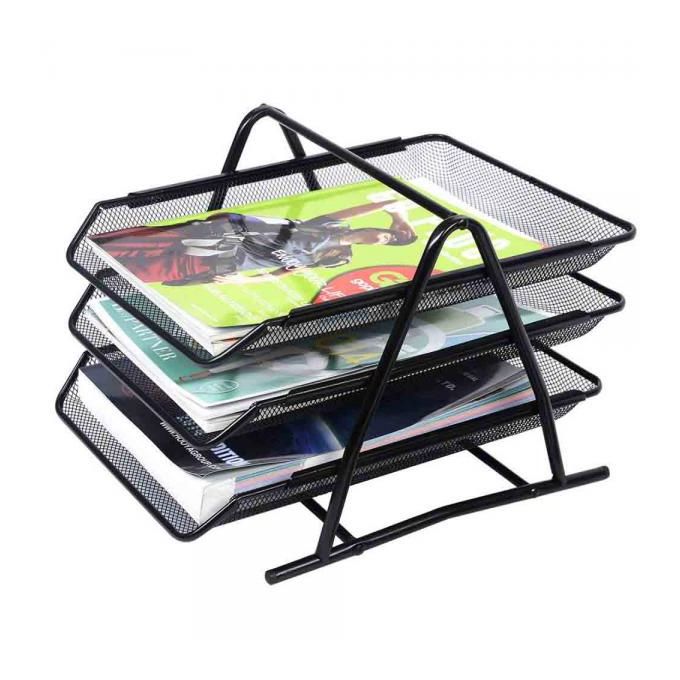 Office tray 3 tier Metal Mesh Black