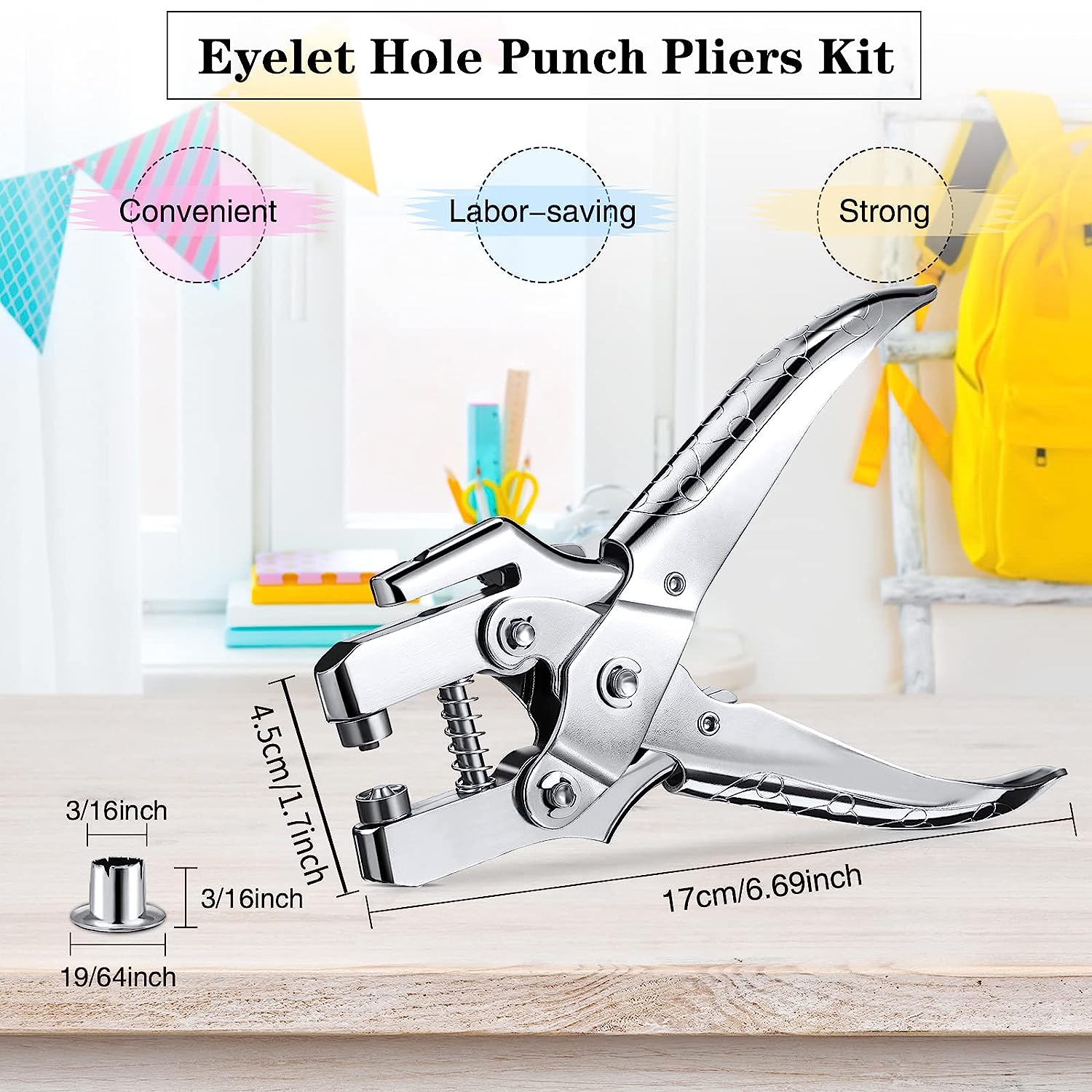 Eyelet Hole Punch Pliers With 100-pieces Eyelets