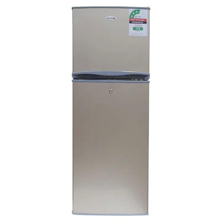 【Hot】Volsmart 138L Double Doors Refrigerator Home Improvement Energy Saving Fridge with Lock and Keys Made with whisper-quiet technology: A silent refrigerator is a wonderful Fridge Freezer Champagne gold,VL-BCD138