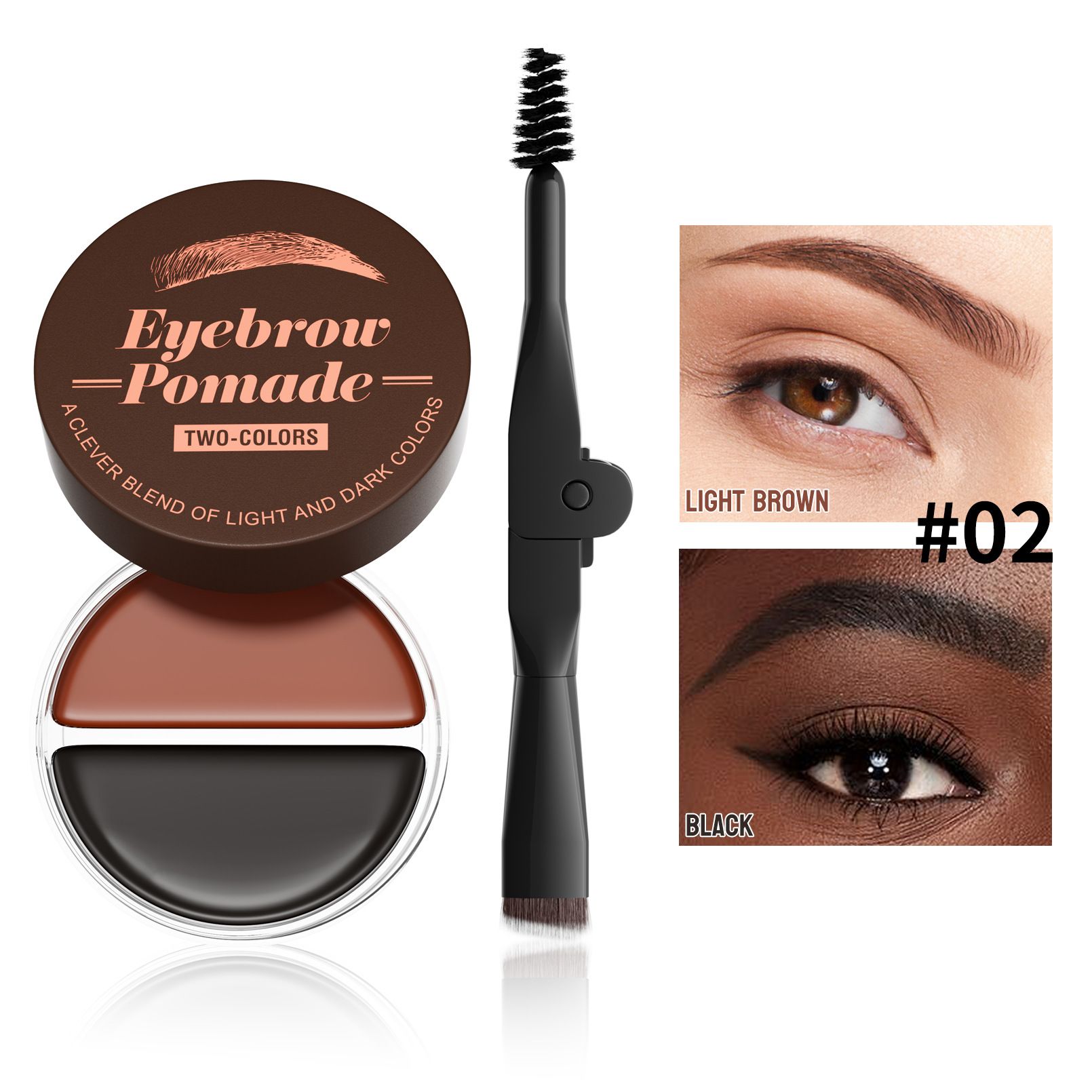 Hellokiss 2-in-1 Natural Long-Lasting Colorful Brow Shaping Pomade Wild Brow Pomade view 8