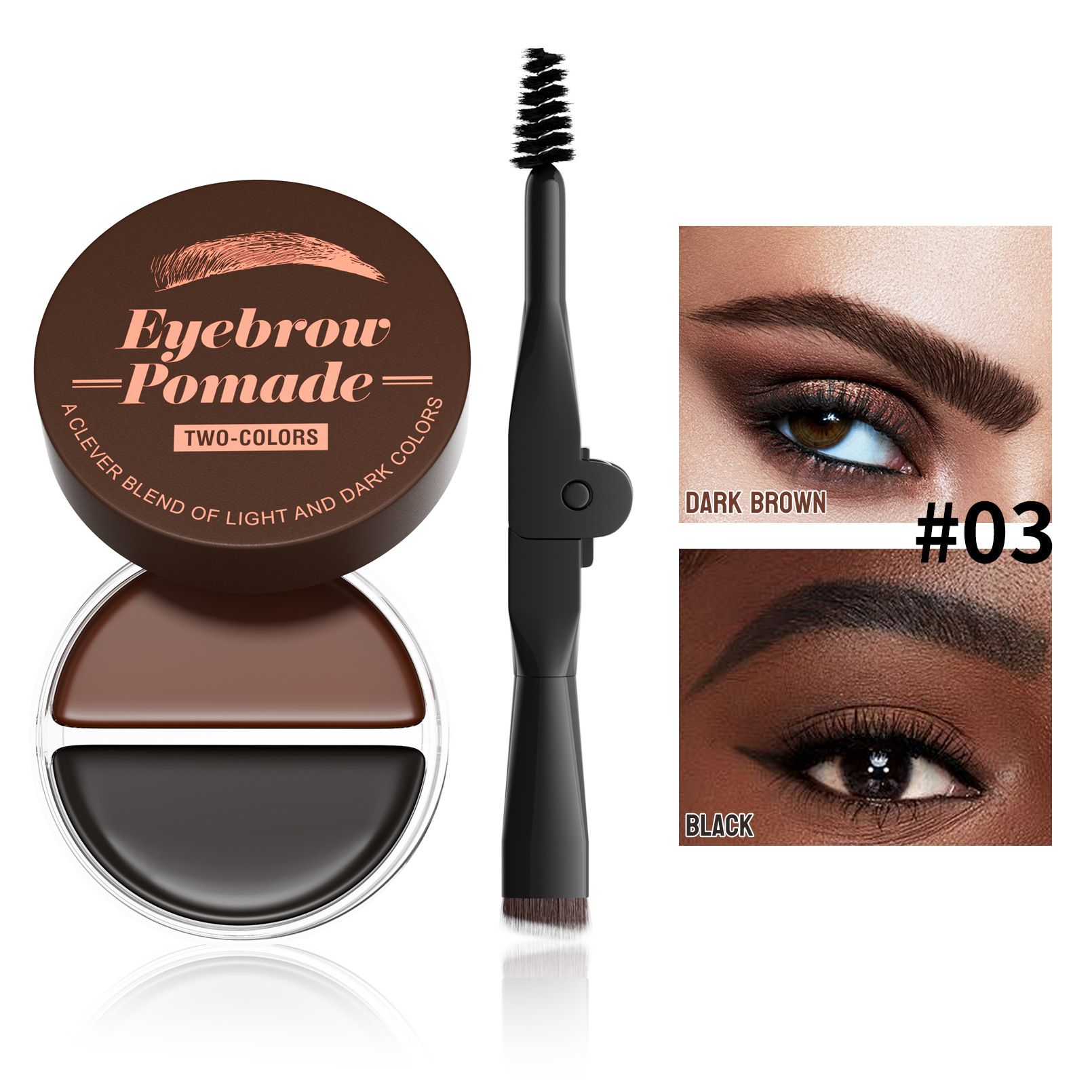 Hellokiss 2-in-1 Natural Long-Lasting Colorful Brow Shaping Pomade Wild Brow Pomade view 9