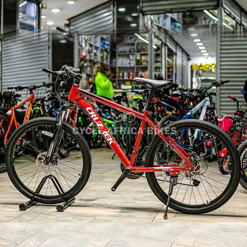 CRUZTREK KOMET 26-Inch Steel Mountain Bike with Suspension Fork Red
