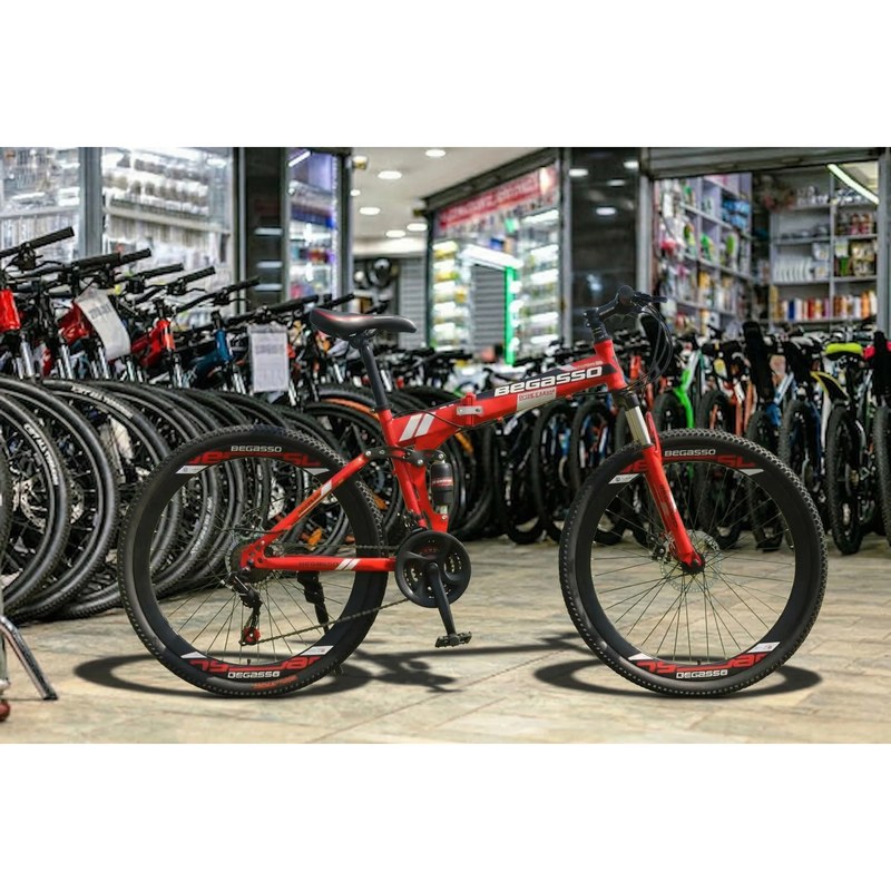 Begasso Foldable Mountain Bike with Suspension and Disc Brakes