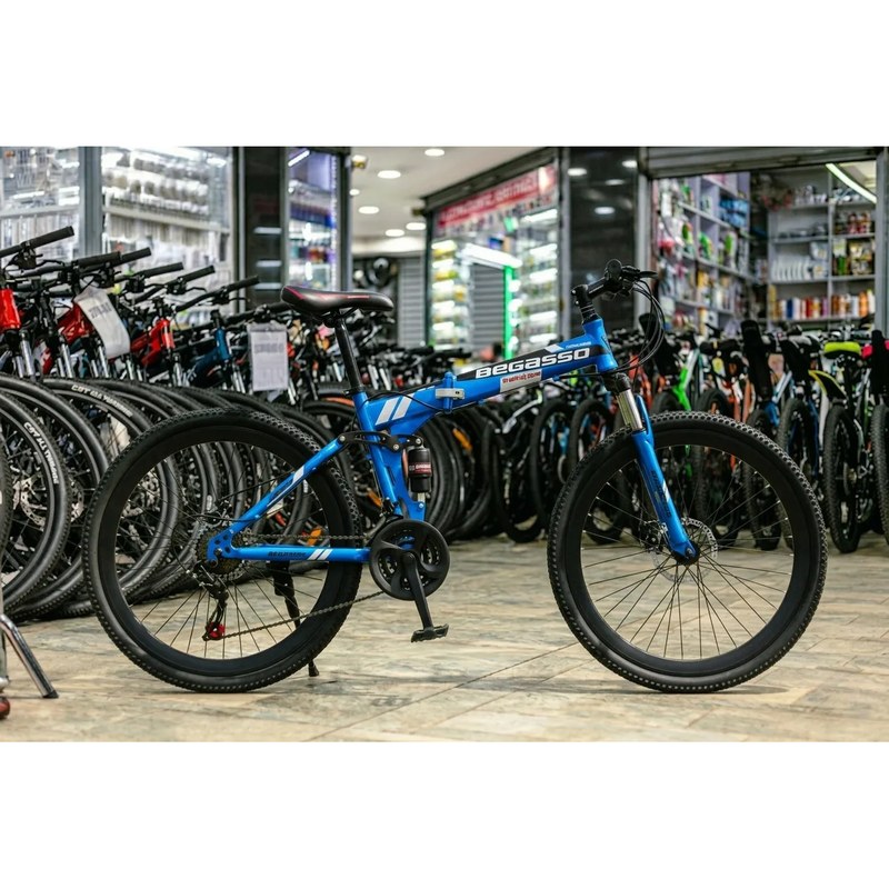 Begasso Foldable Mountain Bike with Suspension and Disc Brakes