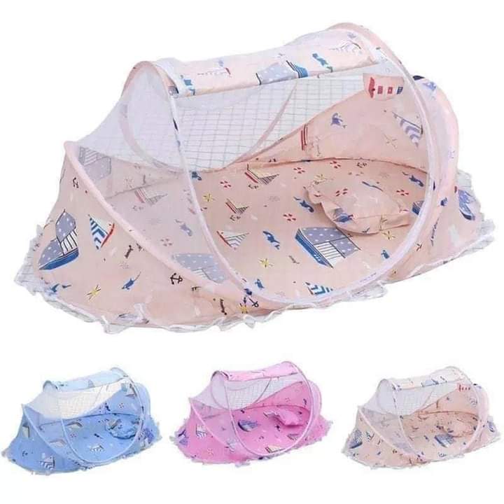 Baby Sleeping Nest with Mosquito Net,portable baby sleeping net set with sleeping mattress and pillow