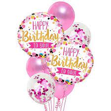 Set of 7 Pcs, Birthday Balloons for Decoration | Printed Foil Balloons with Golden Confetti Balloons