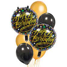 Set of 7 Pcs, Birthday Balloons for Decoration | Printed Foil Balloons with Golden Confetti Balloons