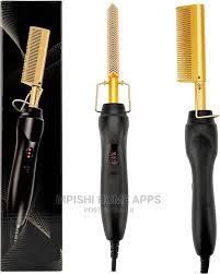 High Heat Ceramic Hair Press Comb, Multifunctional Copper Hair Straightener for 1678 African