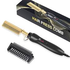 High Heat Ceramic Hair Press Comb, Multifunctional Copper Hair Straightener for 1678 African