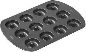 12 Hole Non-Stick Baking Tin Donut Moulds Pans Bagel Maker Baking Tray for Homemade Baked Doughnuts Cakes Biscuits Muffins - 28 x 40 x 2 cm