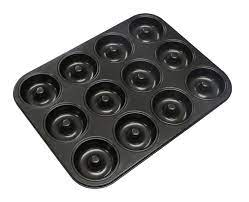 12 Hole Non-Stick Baking Tin Donut Moulds Pans Bagel Maker Baking Tray for Homemade Baked Doughnuts Cakes Biscuits Muffins - 28 x 40 x 2 cm