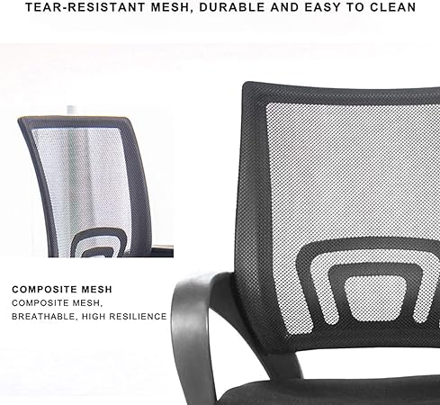 Black Mesh Desk Chairs, Ergonomic Executive Office Chair, Lift Task Chair with Fixed Armrest, Easy Assembly