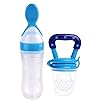 Set of 2. 90ML Newborn Baby Feeding Bottle Toddler Silicone Squeeze Feeding Spoon Milk Cereal Training Feeder and Fruit Feeder(Set of 2)