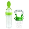 Set of 2. 90ML Newborn Baby Feeding Bottle Toddler Silicone Squeeze Feeding Spoon Milk Cereal Training Feeder and Fruit Feeder(Set of 2)