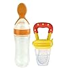 Set of 2. 90ML Newborn Baby Feeding Bottle Toddler Silicone Squeeze Feeding Spoon Milk Cereal Training Feeder and Fruit Feeder(Set of 2)