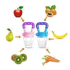 Baby Fruit Feeder Pacifier Nibbler for Baby Silicone Fruit and Juice Feeder Teether for Baby Kids Nipple Pacifier for Fruits with Protective Cap Multicolor