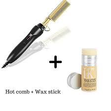 Hot Comb + ITK Wax Stick  Multifunctional Copper Hair Straightener for American African Hair - Gold