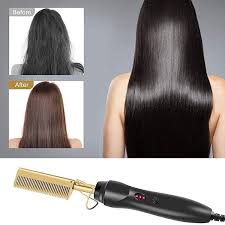Hot Comb + ITK Wax Stick  Multifunctional Copper Hair Straightener for American African Hair - Gold
