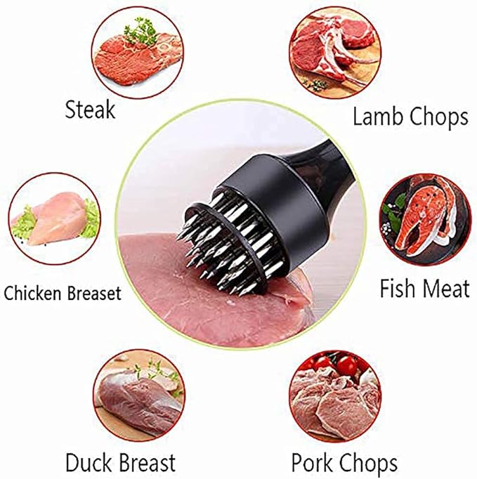 Meat Tenderizer Tool Profession Kitchen Gadgets Jacquard Meat Tenderizers 21 Blades Stainless Steel Meat Tenderizer Needle Best for Tenderizing,BBQ,Marinade and Flavor Maximizer
