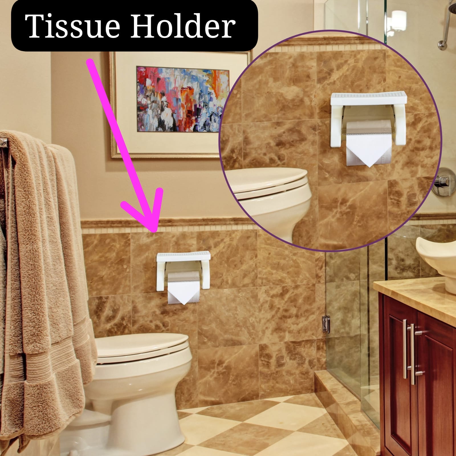 Toilet Roll Holder Wall Mounted, Self Adhesive Toilet Paper Holder with Shelf for Bathroom & Kitchen, Waterproof,
