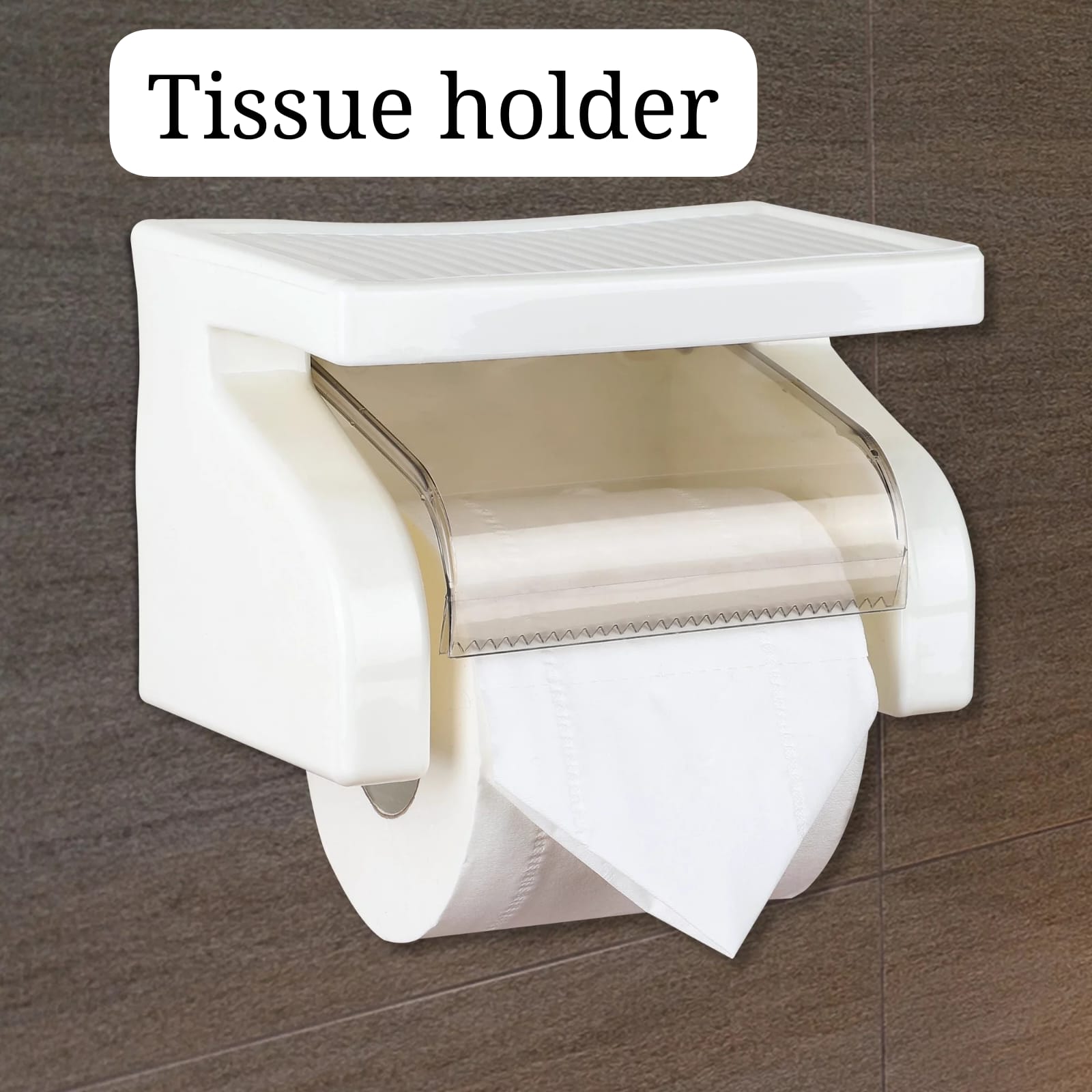 Toilet Roll Holder Wall Mounted, Self Adhesive Toilet Paper Holder with Shelf for Bathroom & Kitchen, Waterproof,