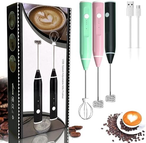 OFFER 2 in1 Electric Milk Frother, Rechargeable hand-Held Electric Milk Frother 3 Adjustable USB Charging Can Be Used forBulletproof Coffee Protein Drinks Matcha Coffee Whisk