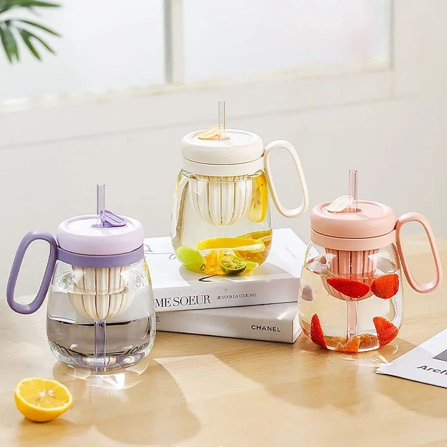 850Ml Drinking Jars With Tea Infuser For Juices Drinking Tea And Water Separation Tea Bottle Tea Infuser Water Cup With Straw Tea Separation