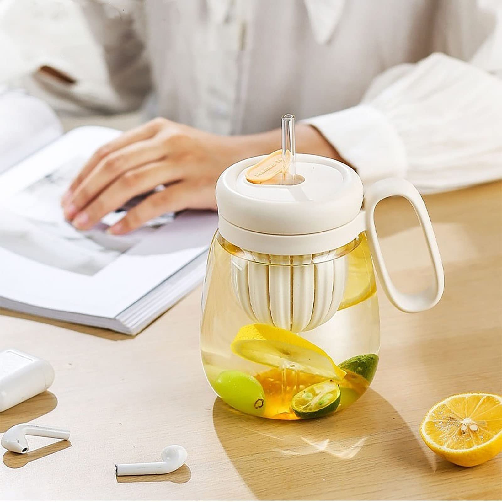 850Ml Drinking Jars With Tea Infuser For Juices Drinking Tea And Water Separation Tea Bottle Tea Infuser Water Cup With Straw Tea Separation