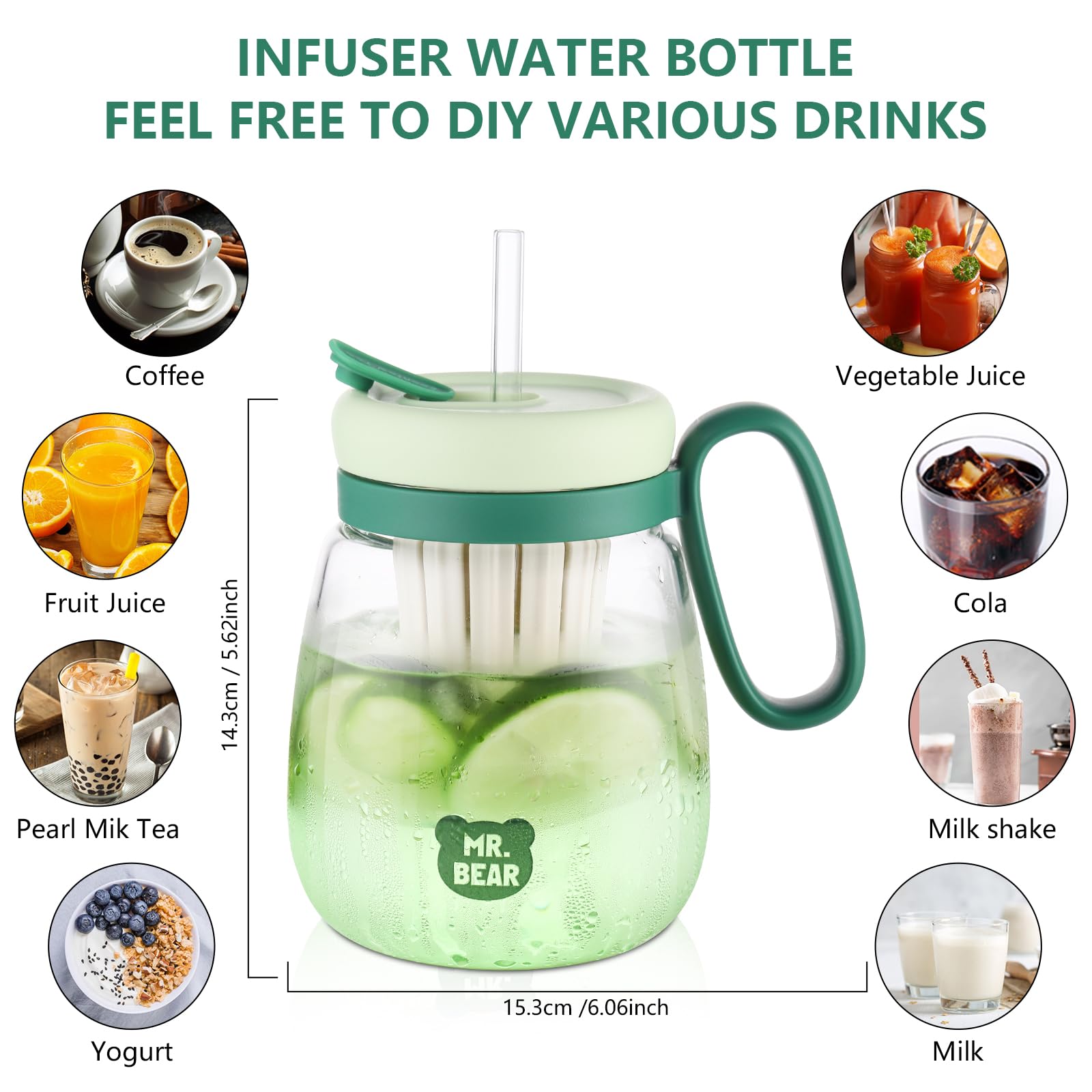 850Ml Drinking Jars With Tea Infuser For Juices Drinking Tea And Water Separation Tea Bottle Tea Infuser Water Cup With Straw Tea Separation