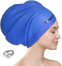 Large Swim Cap for Braids and Dreadlocks Extensions Weaves Long Hair, Waterproof Silicone Cover Ear Bath Pool Shower