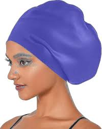Large Swim Cap for Braids and Dreadlocks Extensions Weaves Long Hair, Waterproof Silicone Cover Ear Bath Pool Shower
