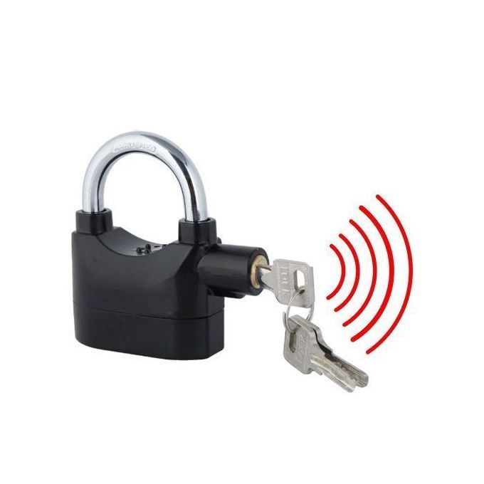 Padlock Alarm Lock Siren For Home And Office Security Silver one size