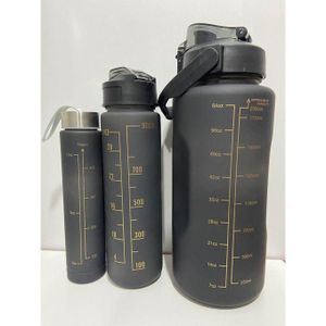 3 IN 1 Pack of 3 Water Bottles, 2 Litres,750ML,300ML Sports Water Bottles, Leakproof & BPA Free, Motivational Water Bottles with Time Marker for Outdoor Sports, Fitness, Office