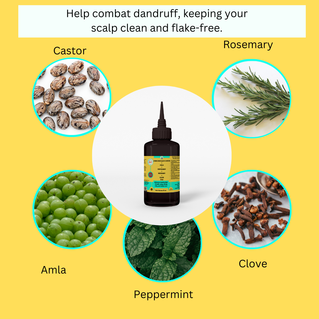 Jamaican Black castor,Amla,Rosemary,peppermint & Clove Oils - for Thinning Hair ,Brittle Strands,Dullness,Itchy Scalp,Hair Breakage,Slow Growth