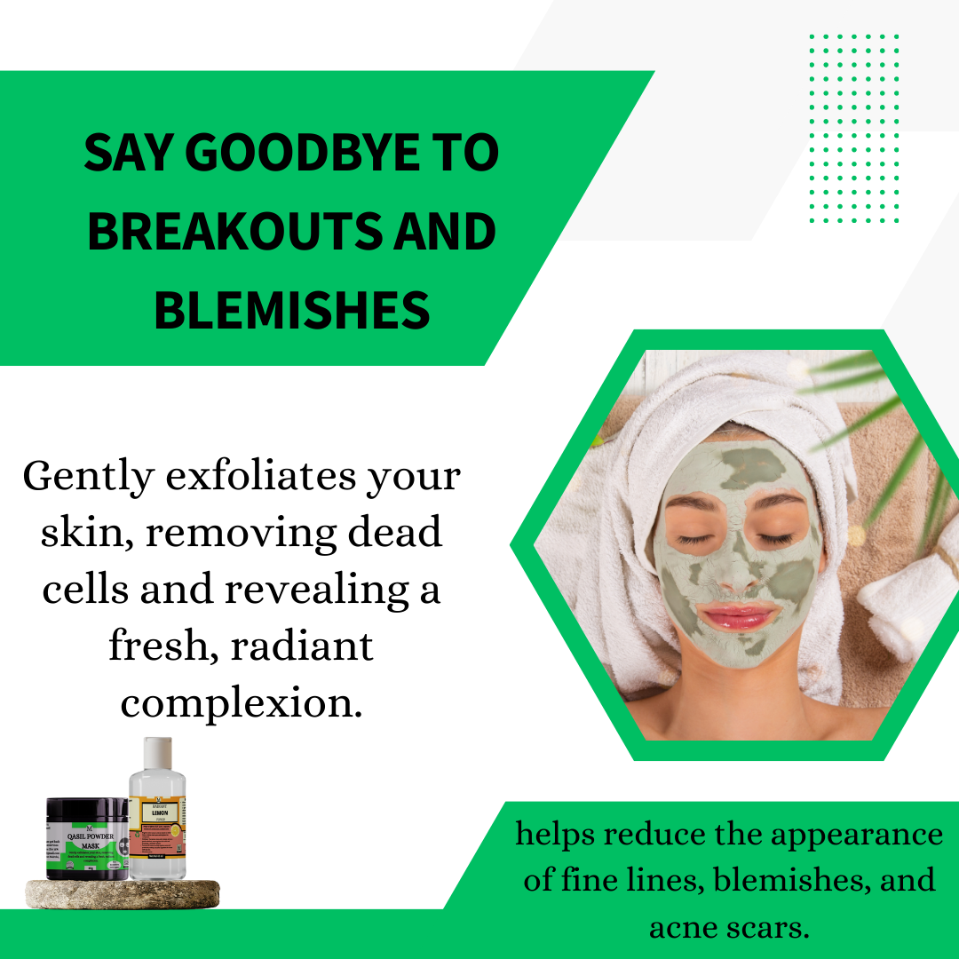 Qasil Powder with Lemon Toner - Deep Cleansing ,Acne-Combatting Power:,Toning and Balancing Brightening Boost, Reduction of Dark Spots