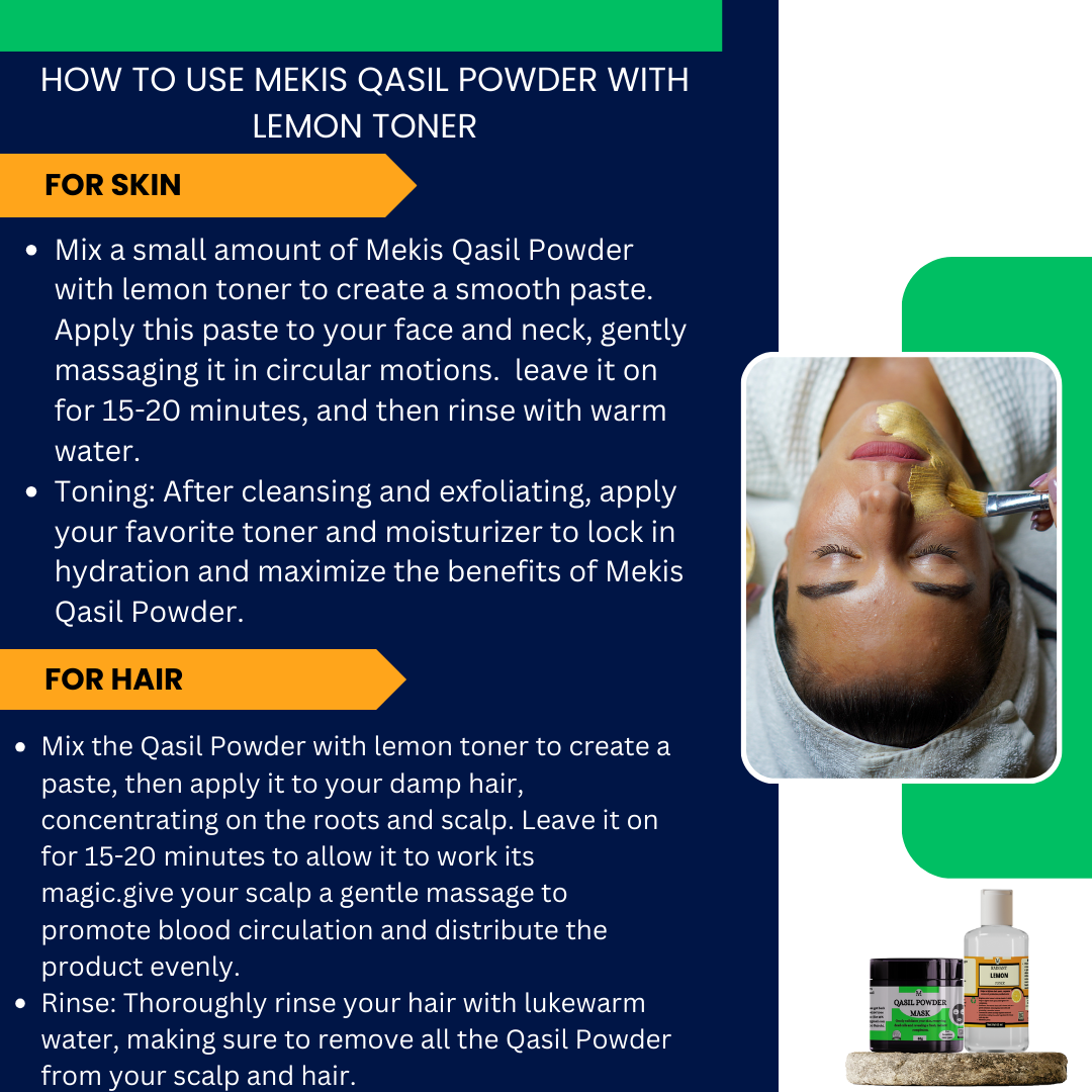 Qasil Powder with Lemon Toner - Deep Cleansing ,Acne-Combatting Power:,Toning and Balancing Brightening Boost, Reduction of Dark Spots