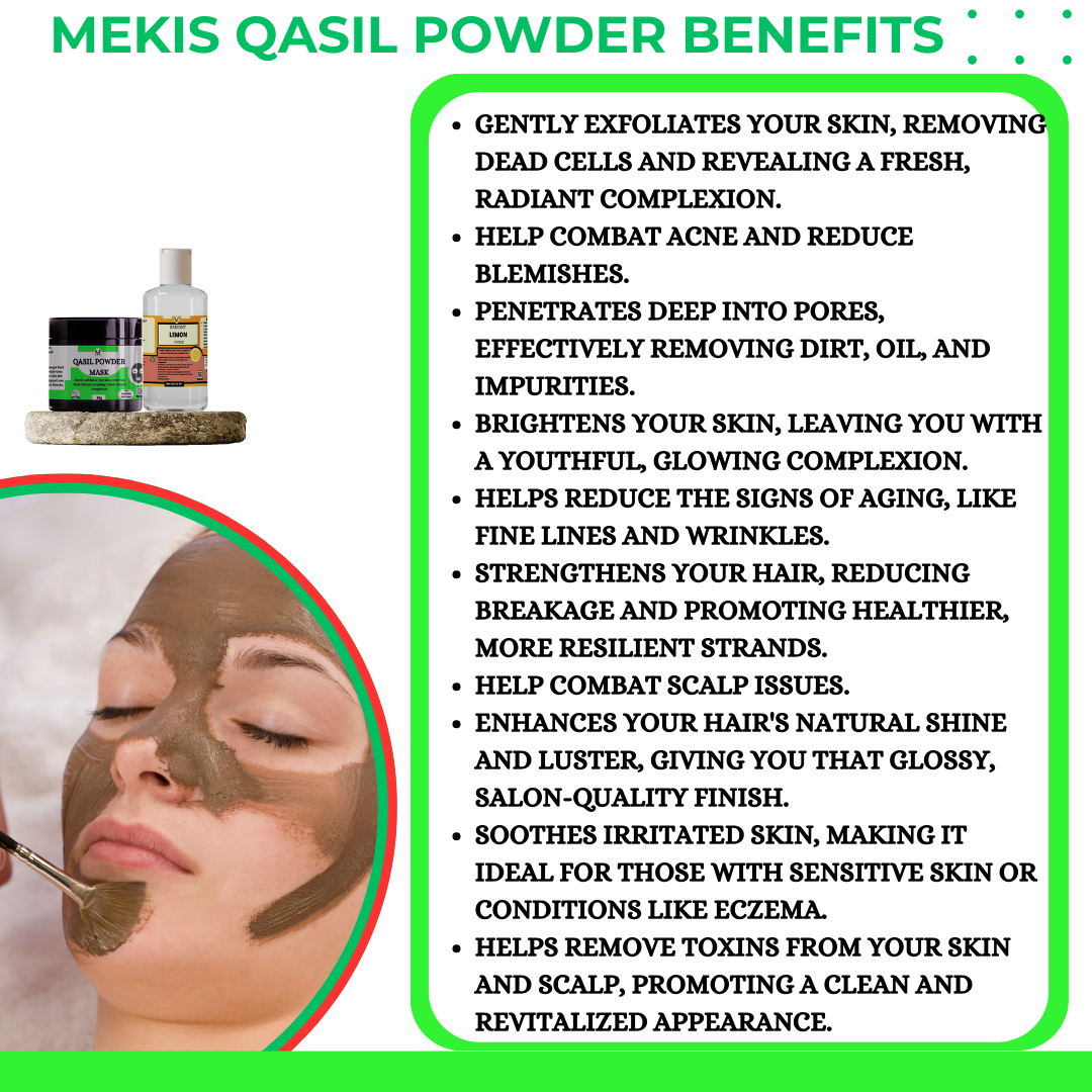 Qasil Powder with Lemon Toner - Deep Cleansing ,Acne-Combatting Power:,Toning and Balancing Brightening Boost, Reduction of Dark Spots