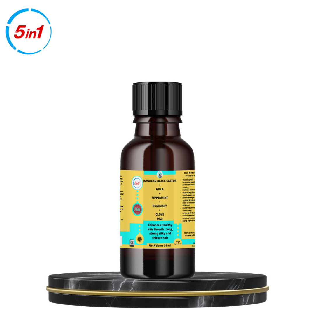 Jamaican Black castor,Amla,Rosemary,peppermint & Clove Oils - for Thinning Hair ,Brittle Strands,Dullness,Itchy Scalp,Hair Breakage,Slow Growth