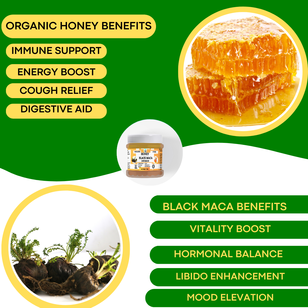 Honey Black Maca infusion - 300g,For Vitality Boost ,Hormonal Balance, Libido Enhancement ,Mood Elevation
