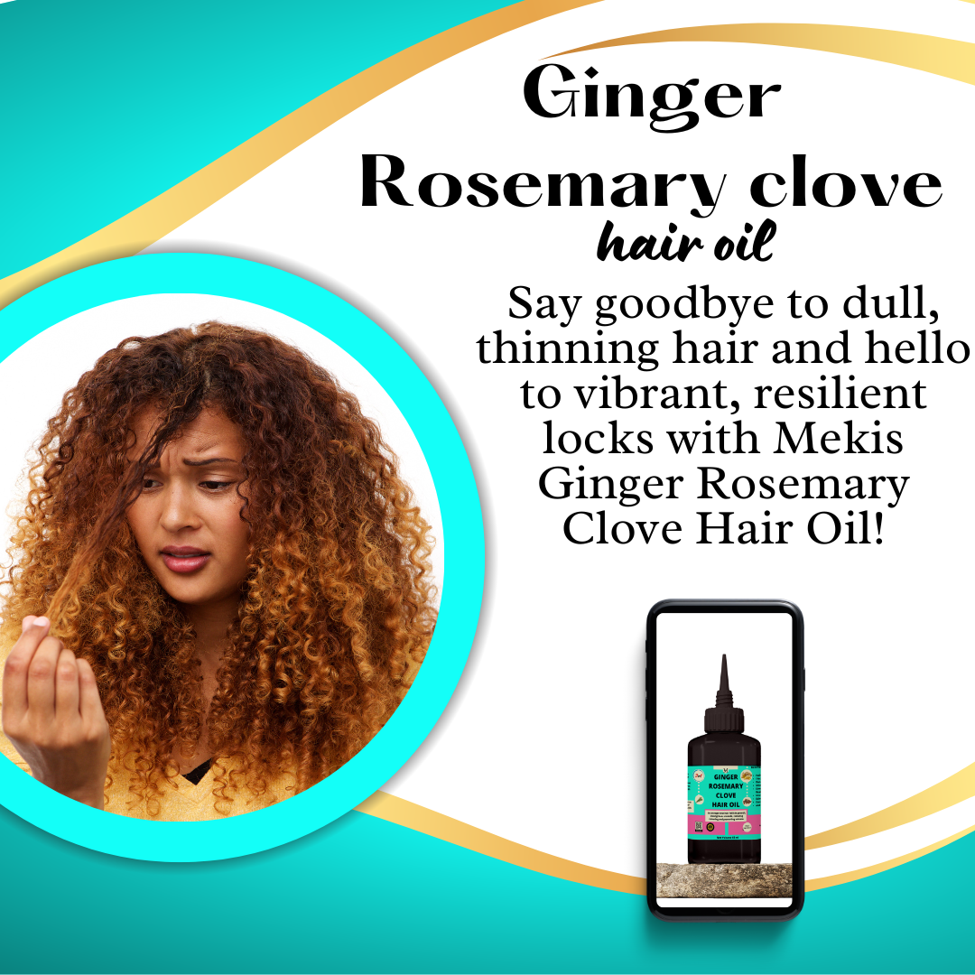Ginger Rosemary Clove Hair Oil - Encourage new hair follicle growth, Strengthens strands, Reducing thinning and promoting volume.