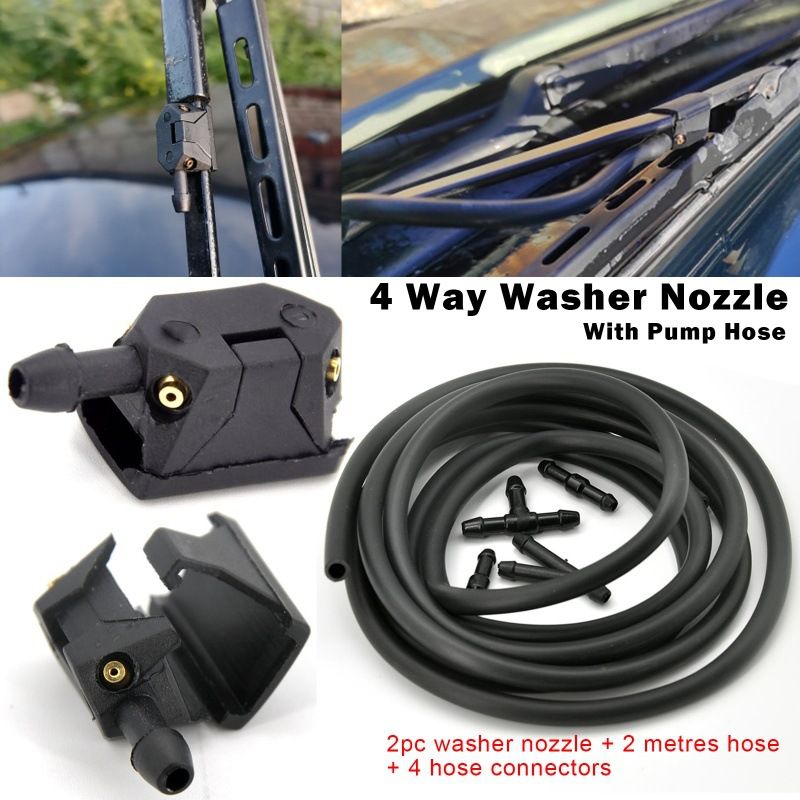 Automotive universal accessories, windshield wiper nozzle, water pipe connector, adjustable 4-hole water spray nozzle
