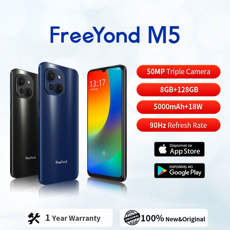 Original FreeYond M5 Phone 50MP Triple Camera ,8GB+8GB Extended RAM 128GB ROM 4G Dual Sim 6.52" Smartphone 5000mAh Side Fingerprint Android NEW