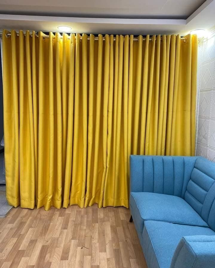Musterd yellow curtain 2pc and Sheer "set"