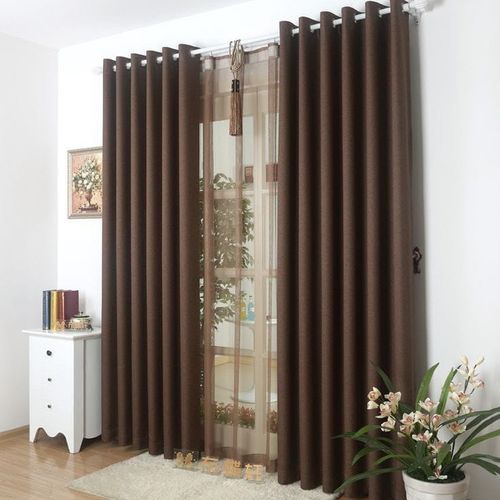 Brown Window and Door Curtains Set: Includes 2 Panels and Sheer Fabric